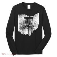 Ohio Disc Golf State With Basket Distressed Graphic Long Sleeve Shirt thumb 0