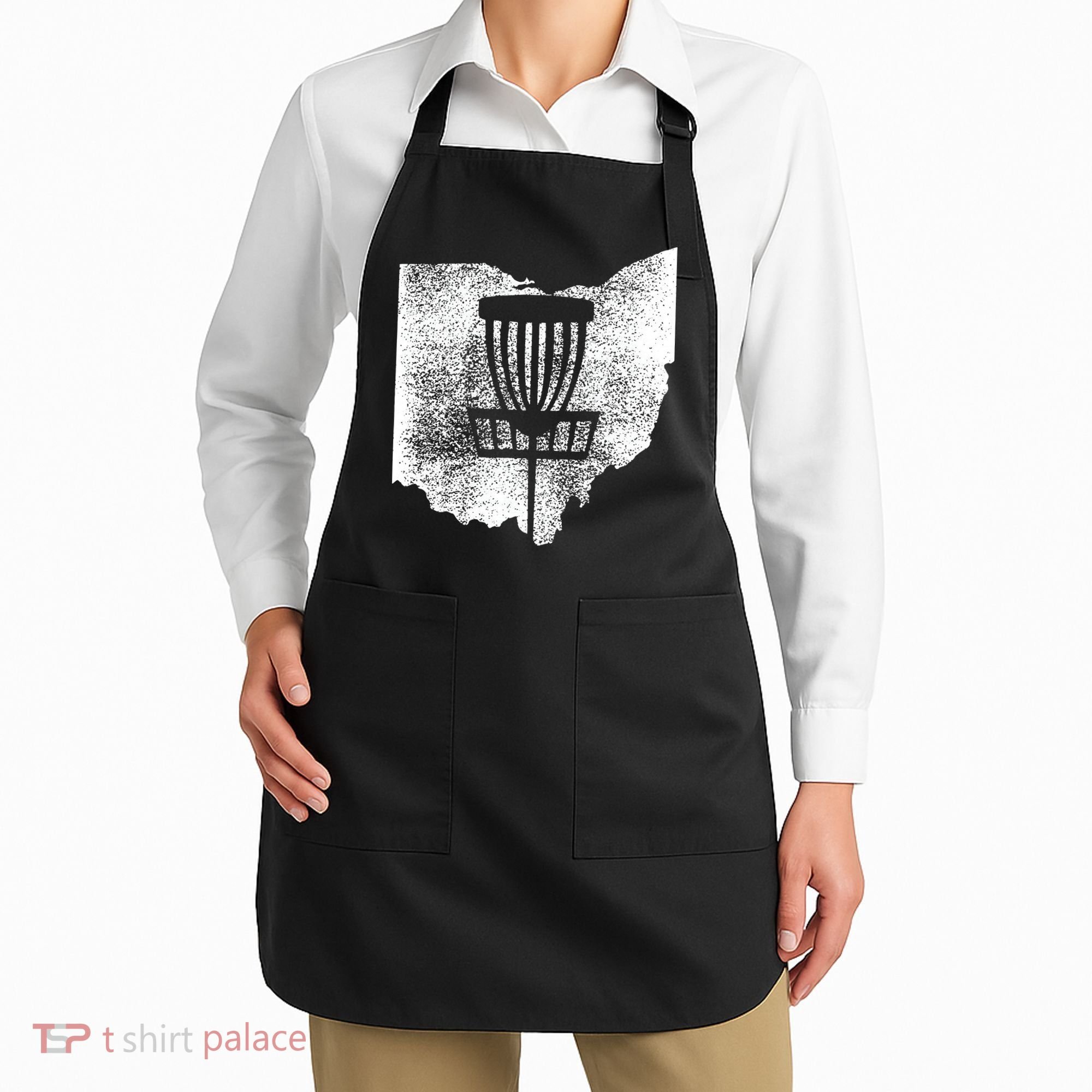 Ohio Disc Golf State With Basket Distressed Graphic Apron