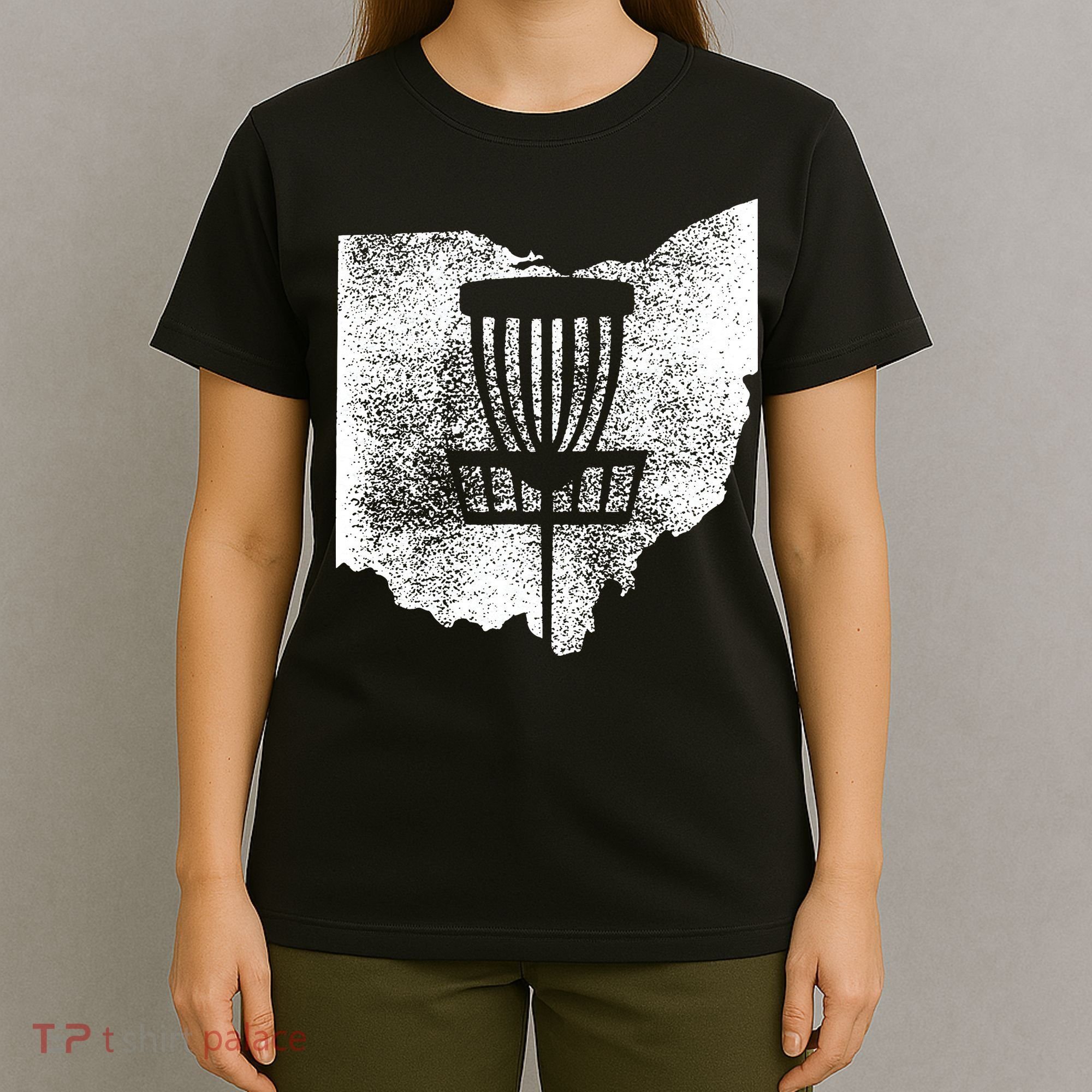 Ohio Disc Golf State With Basket Distressed Graphic T-Shirt