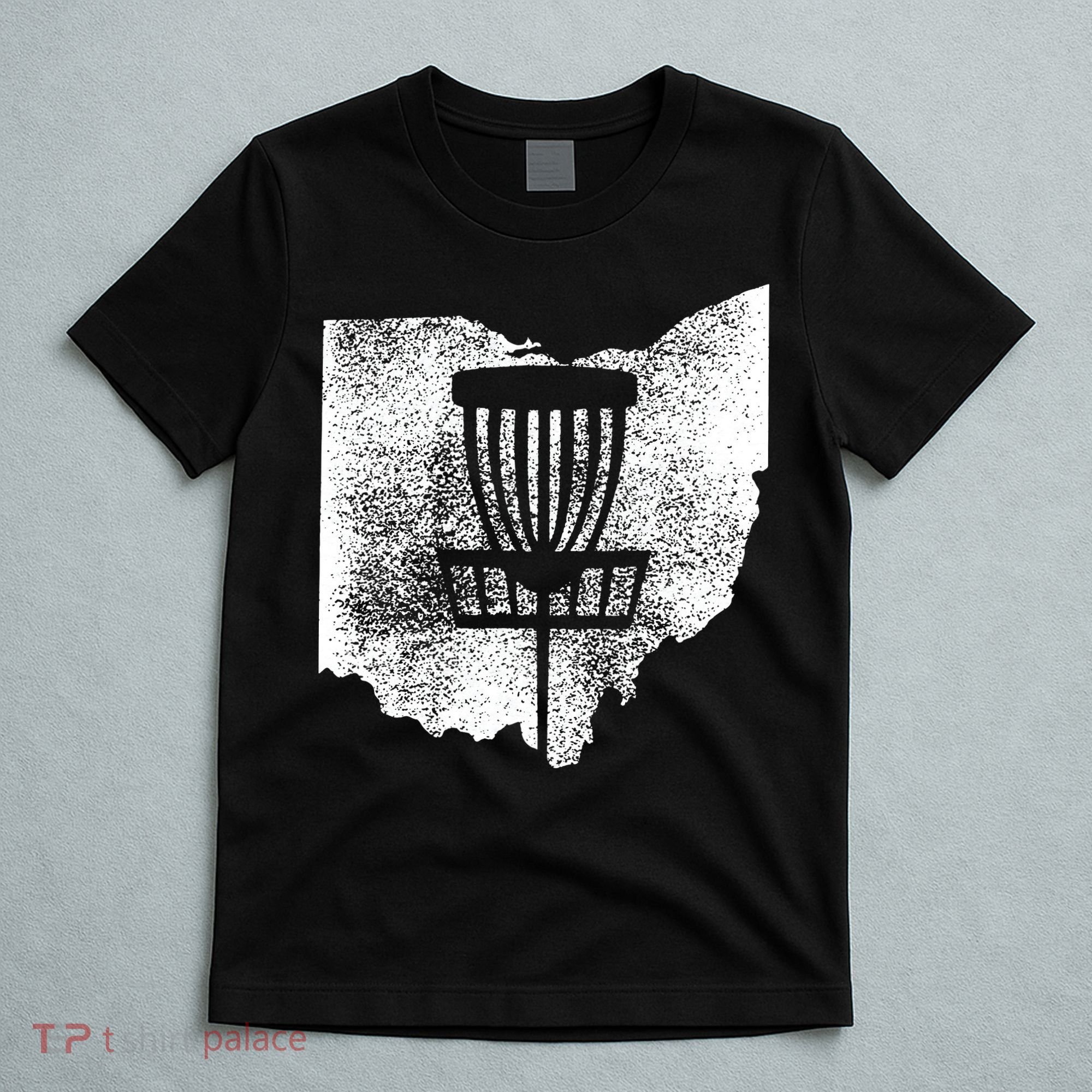 Ohio Disc Golf State With Basket Distressed Graphic T-Shirt