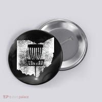 Ohio Disc Golf State With Basket Distressed Graphic Button thumb 0