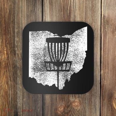 Ohio Disc Golf State With Basket Distressed Graphic Coaster