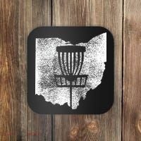 Ohio Disc Golf State With Basket Distressed Graphic Coaster thumb 0