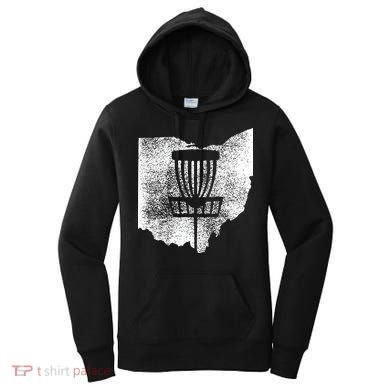 Ohio Disc Golf State With Basket Distressed Graphic Women's Hoodie