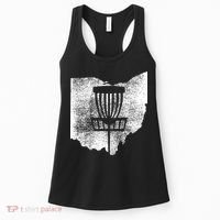 Ohio Disc Golf State With Basket Distressed Graphic Women's Tank Top thumb 0