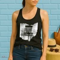 Ohio Disc Golf State With Basket Distressed Graphic Women's Tank Top thumb 2
