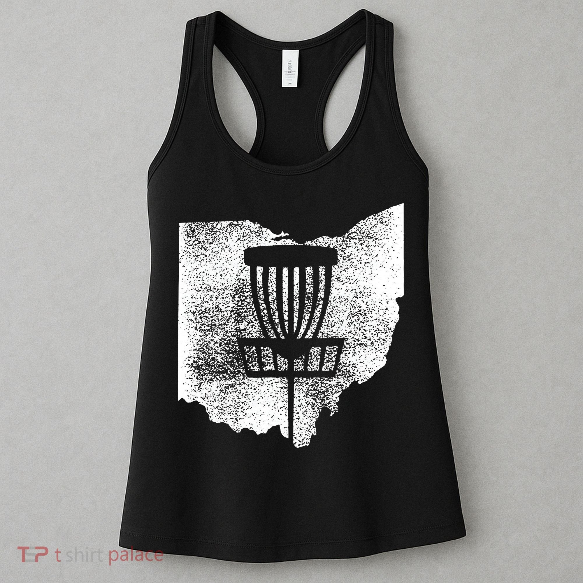 Ohio Disc Golf State With Basket Distressed Graphic Women's Tank Top