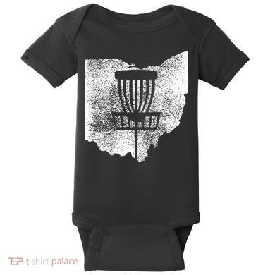 Ohio Disc Golf State With Basket Distressed Graphic Baby Bodysuit