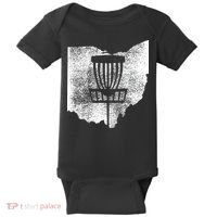 Ohio Disc Golf State With Basket Distressed Graphic Baby Bodysuit thumb 0