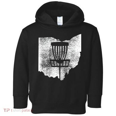 Ohio Disc Golf State With Basket Distressed Graphic Toddler Hoodie