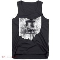 Ohio Disc Golf State With Basket Distressed Graphic Tank Top thumb 0