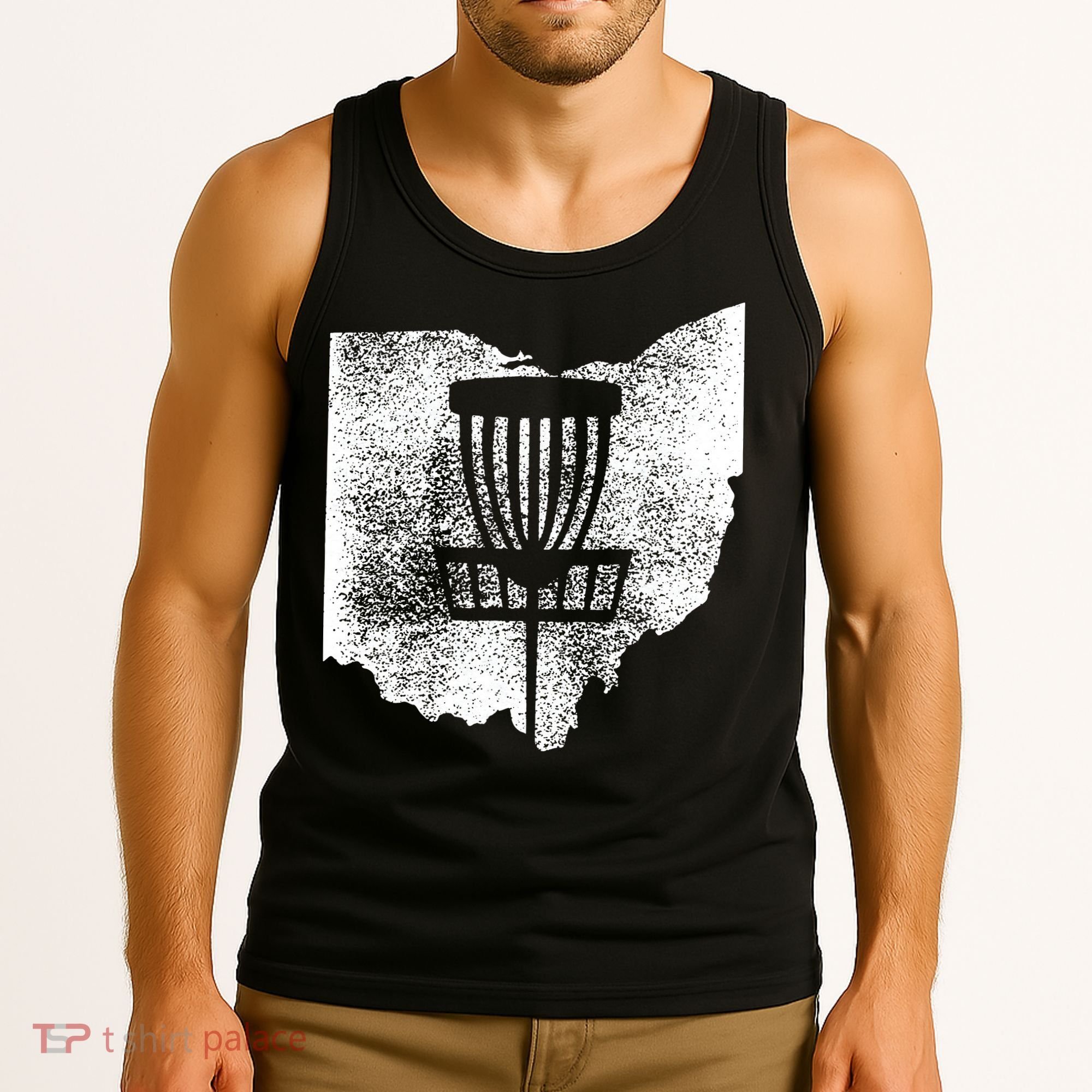 Ohio Disc Golf State With Basket Distressed Graphic Tank Top