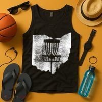 Ohio Disc Golf State With Basket Distressed Graphic Tank Top thumb 4