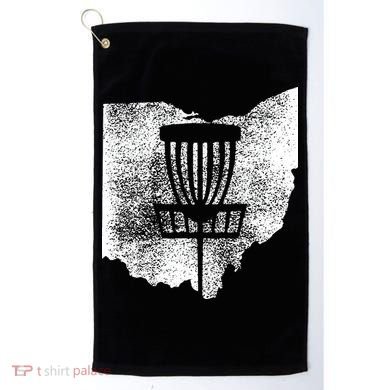Ohio Disc Golf State With Basket Distressed Graphic Golf Towel