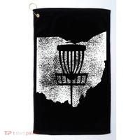 Ohio Disc Golf State With Basket Distressed Graphic Golf Towel thumb 0