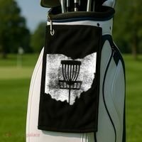 Ohio Disc Golf State With Basket Distressed Graphic Golf Towel thumb 2