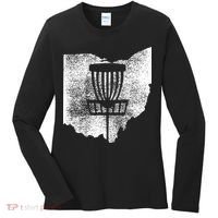 Ohio Disc Golf State With Basket Distressed Graphic Women's Long Sleeve Shirt thumb 0