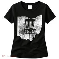 Ohio Disc Golf State With Basket Distressed Graphic Women's T-Shirt thumb 0
