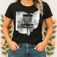 Ohio Disc Golf State With Basket Distressed Graphic Women's T-Shirt thumb 2