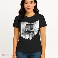 Ohio Disc Golf State With Basket Distressed Graphic Women's T-Shirt thumb 4