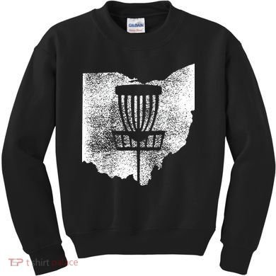 Ohio Disc Golf State With Basket Distressed Graphic Kids Sweatshirt
