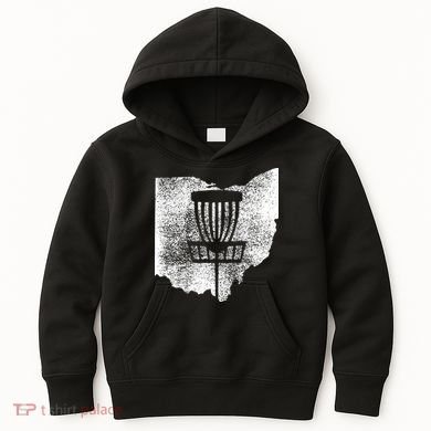 Ohio Disc Golf State With Basket Distressed Graphic Kids Hoodie
