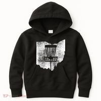 Ohio Disc Golf State With Basket Distressed Graphic Kids Hoodie thumb 0