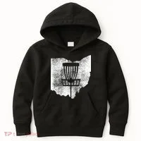 Ohio Disc Golf State With Basket Distressed Graphic Kids Hoodie thumb 0