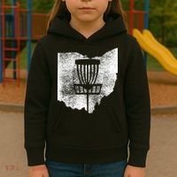 Ohio Disc Golf State With Basket Distressed Graphic Kids Hoodie thumb 3