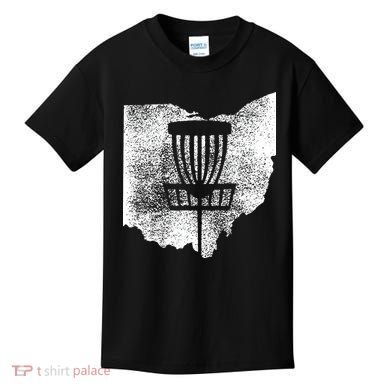 Ohio Disc Golf State With Basket Distressed Graphic Kids T-Shirt