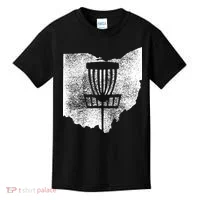 Ohio Disc Golf State With Basket Distressed Graphic Kids T-Shirt thumb 0