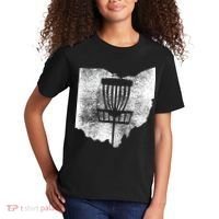 Ohio Disc Golf State With Basket Distressed Graphic Kids T-Shirt thumb 2
