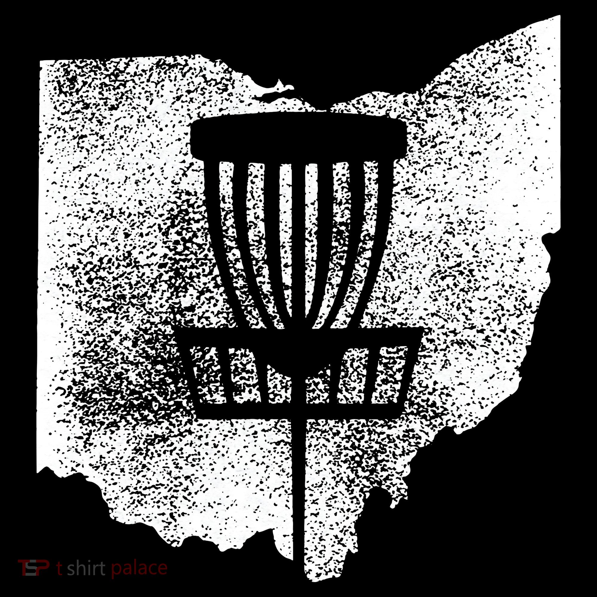 Ohio Disc Golf State With Basket Distressed Graphic Kids T-Shirt