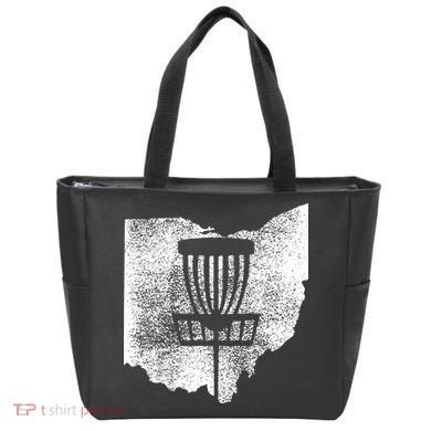 Ohio Disc Golf State With Basket Distressed Graphic Tote Bag