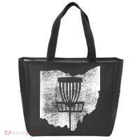 Ohio Disc Golf State With Basket Distressed Graphic Tote Bag thumb 0