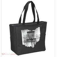 Ohio Disc Golf State With Basket Distressed Graphic Tote Bag thumb 2