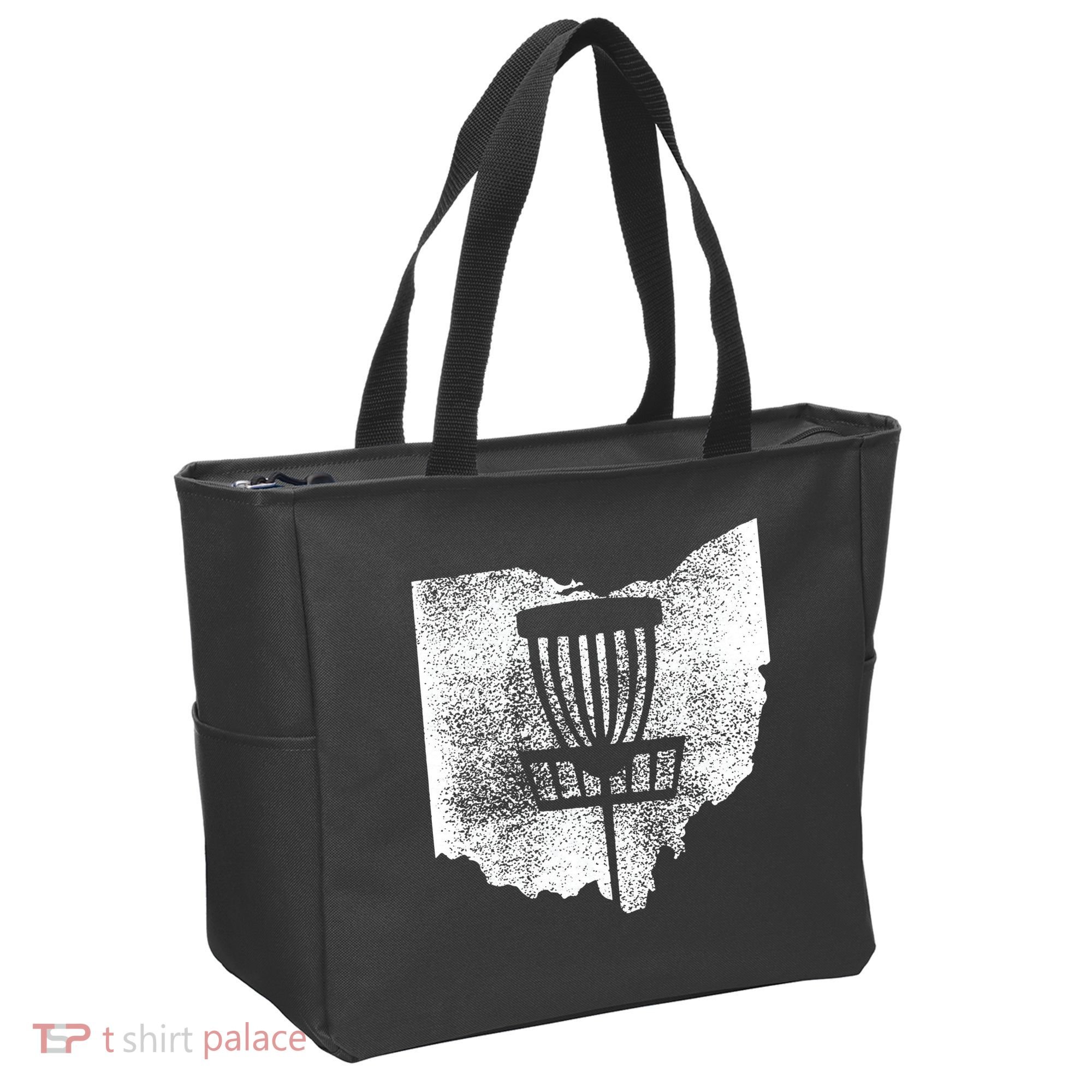 Ohio Disc Golf State With Basket Distressed Graphic Tote Bag