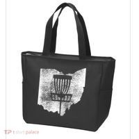Ohio Disc Golf State With Basket Distressed Graphic Tote Bag thumb 3