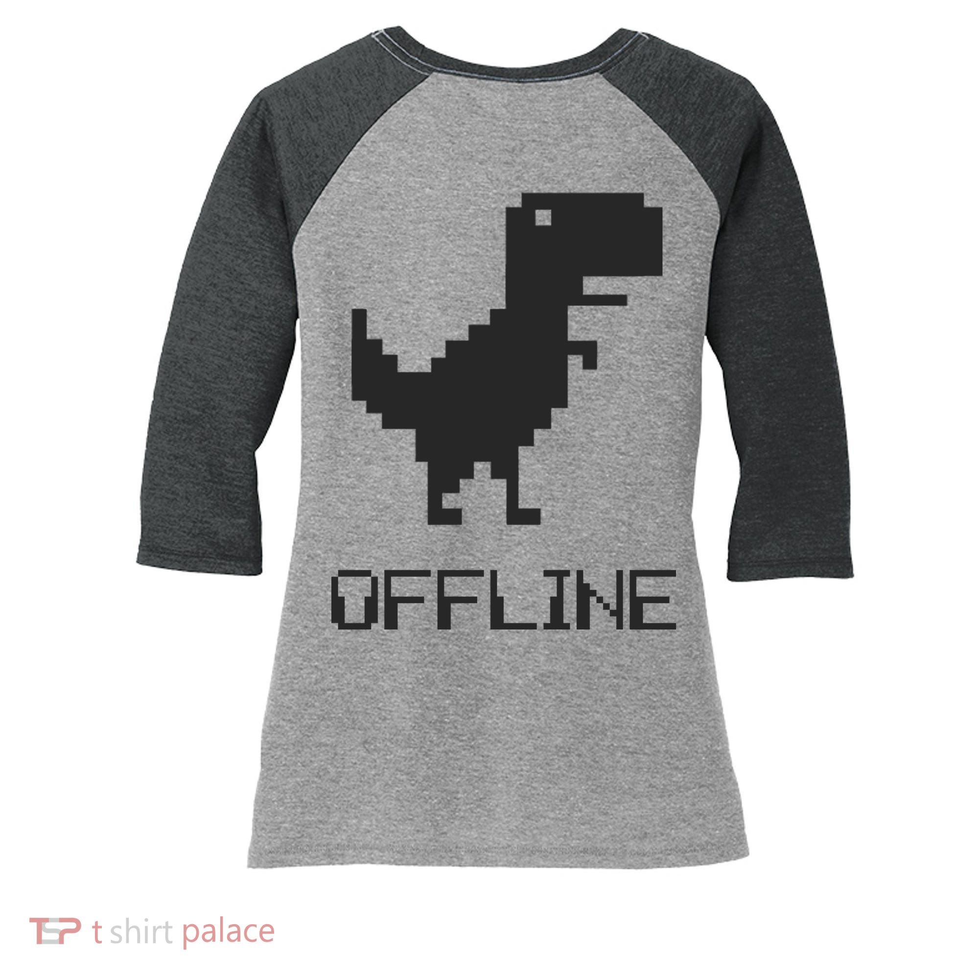 Offline Dinosaur Game Women's Tri-Blend 3/4-Sleeve Raglan Shirt