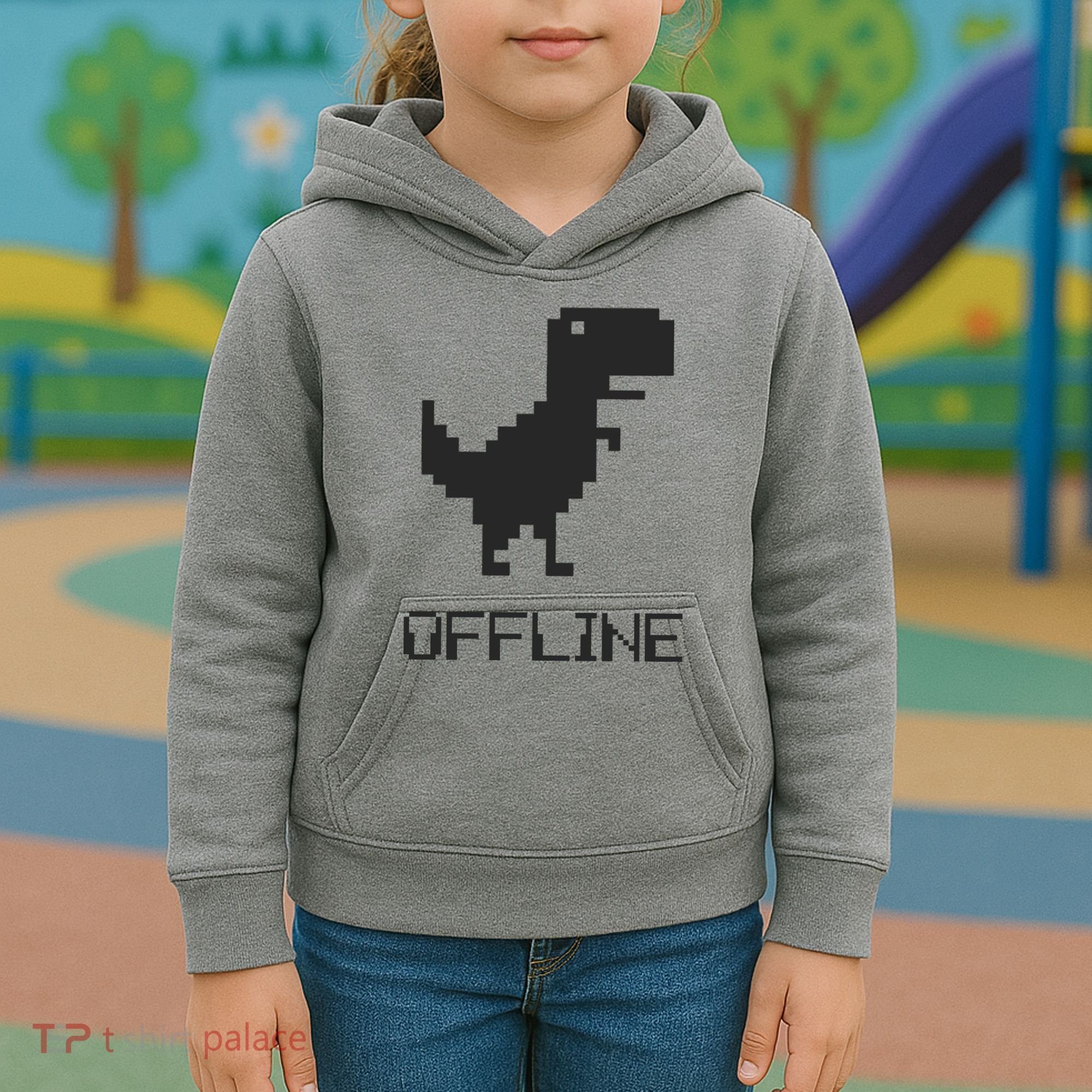 Offline Dinosaur Game Kids Hoodie