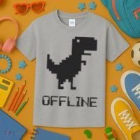 Offline Dinosaur Game Kids T-Shirt thumb 3