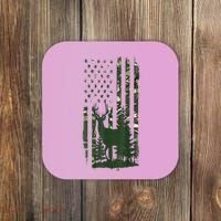 Orange Deer Hunting Gifts Hunters Camo Flag Coaster thumb 0