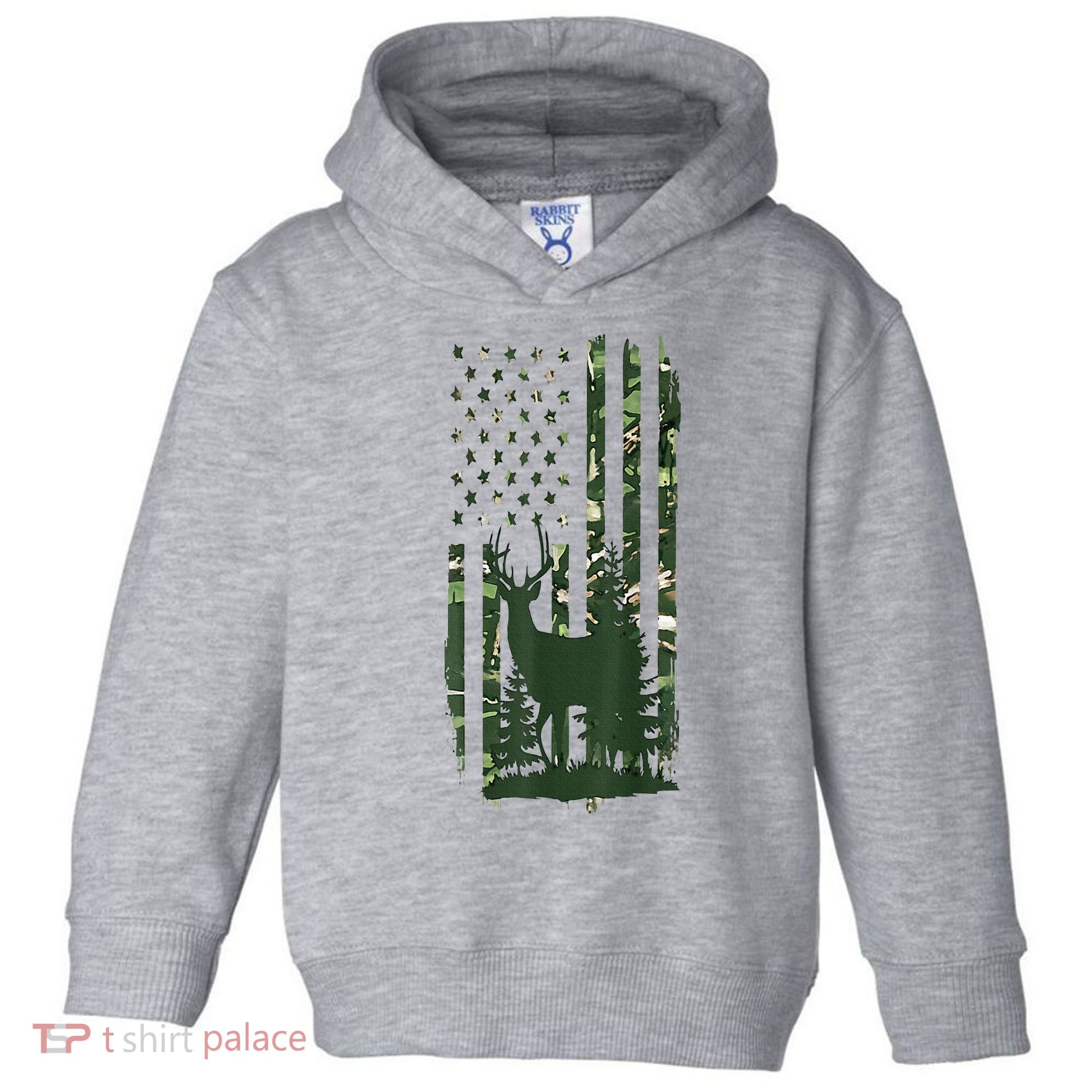 Orange Deer Hunting Gifts Hunters Camo Flag Toddler Hoodie