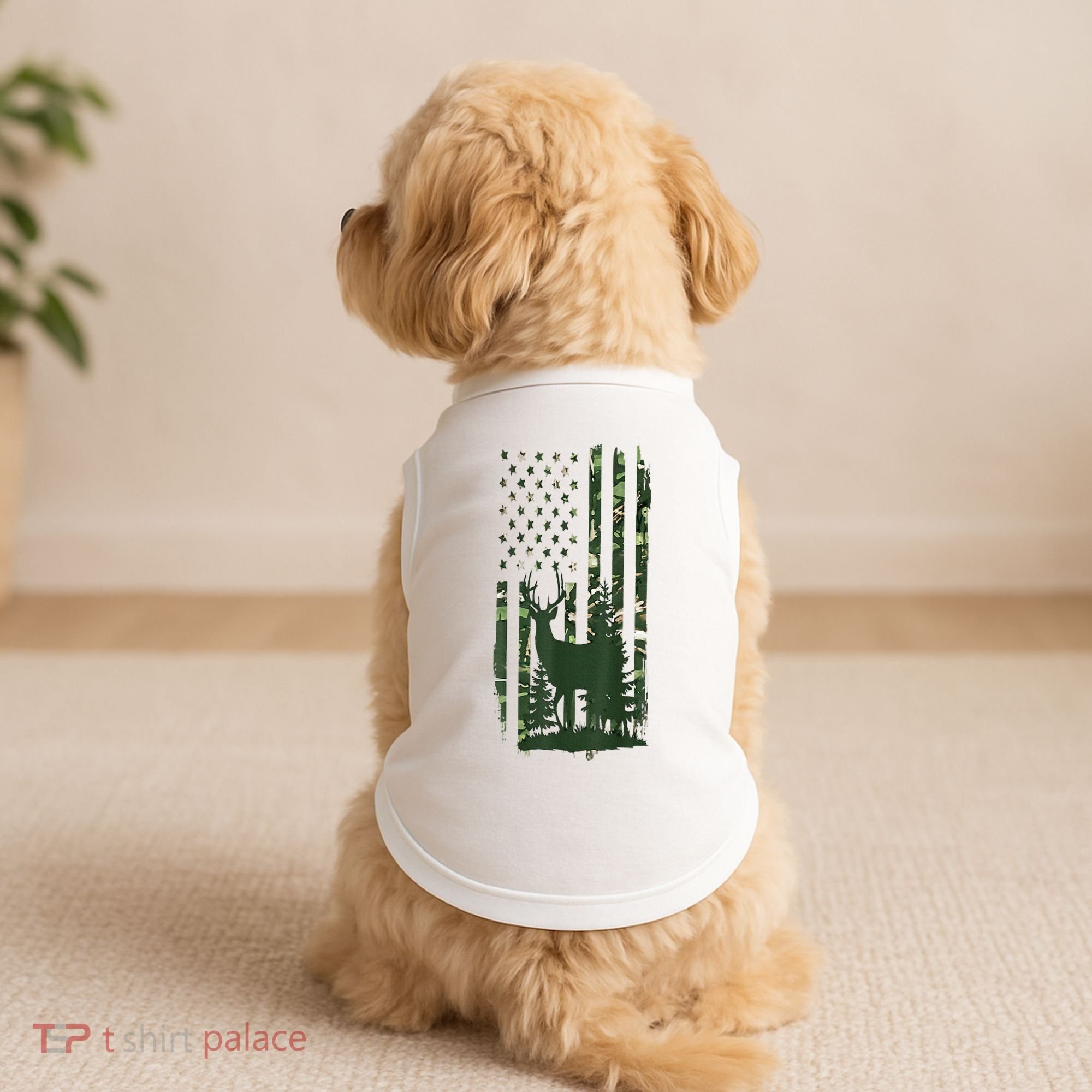 Orange Deer Hunting Gifts Hunters Camo Flag Doggie Tank