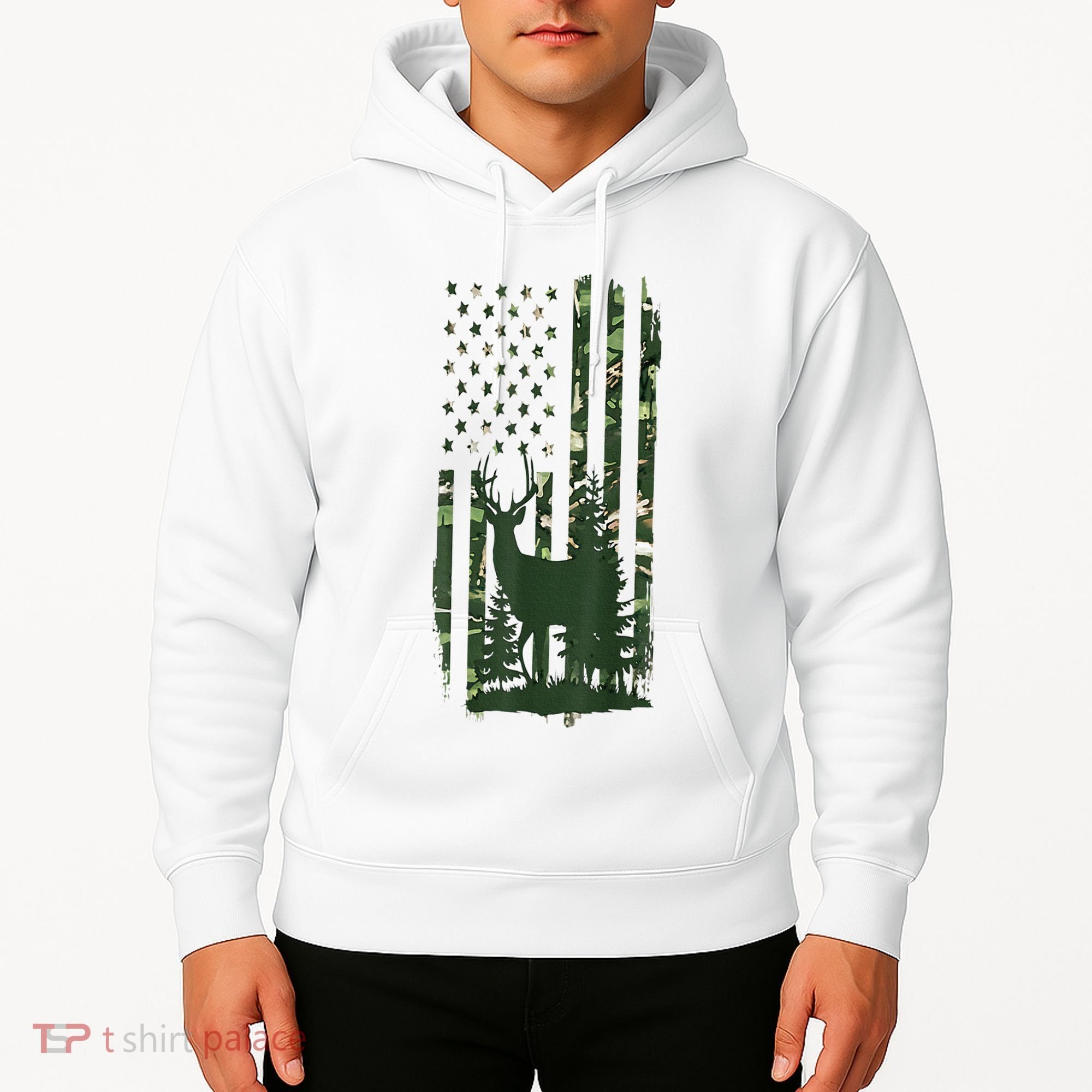 Orange Deer Hunting Gifts Hunters Camo Flag Hoodie