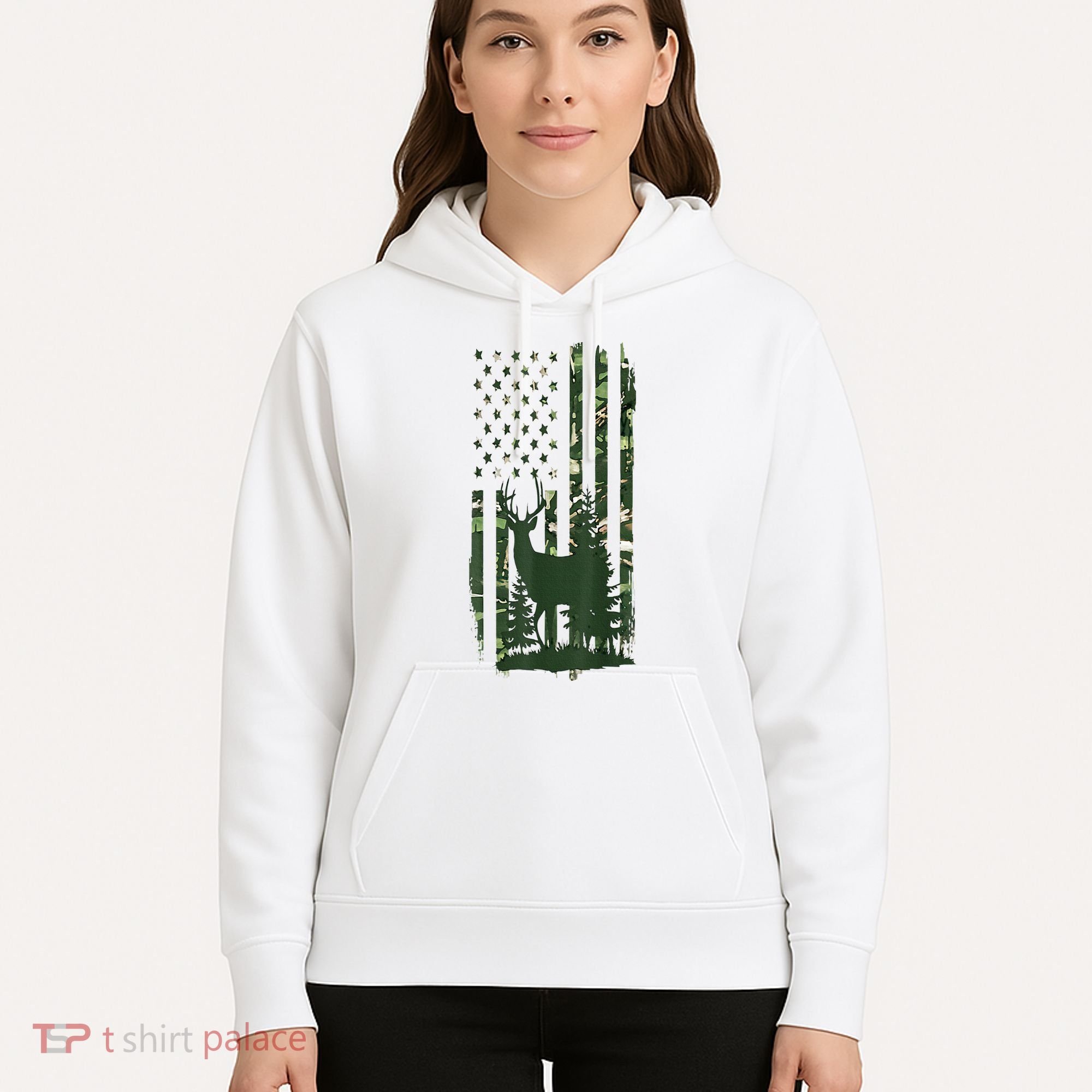 Orange Deer Hunting Gifts Hunters Camo Flag Hoodie