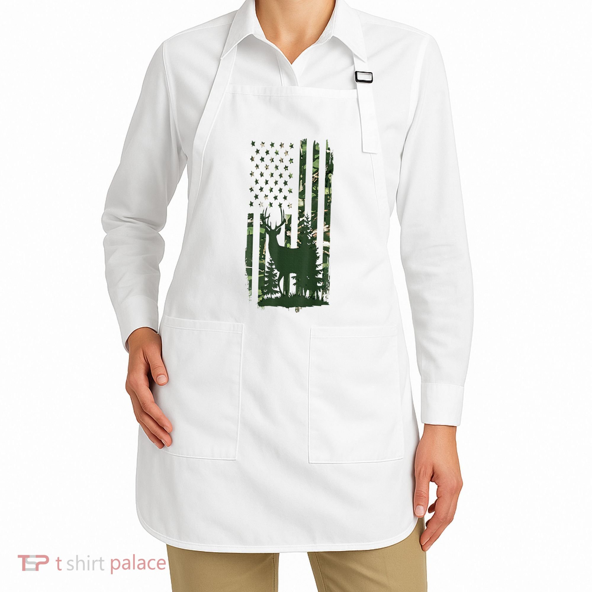 Orange Deer Hunting Gifts Hunters Camo Flag Apron