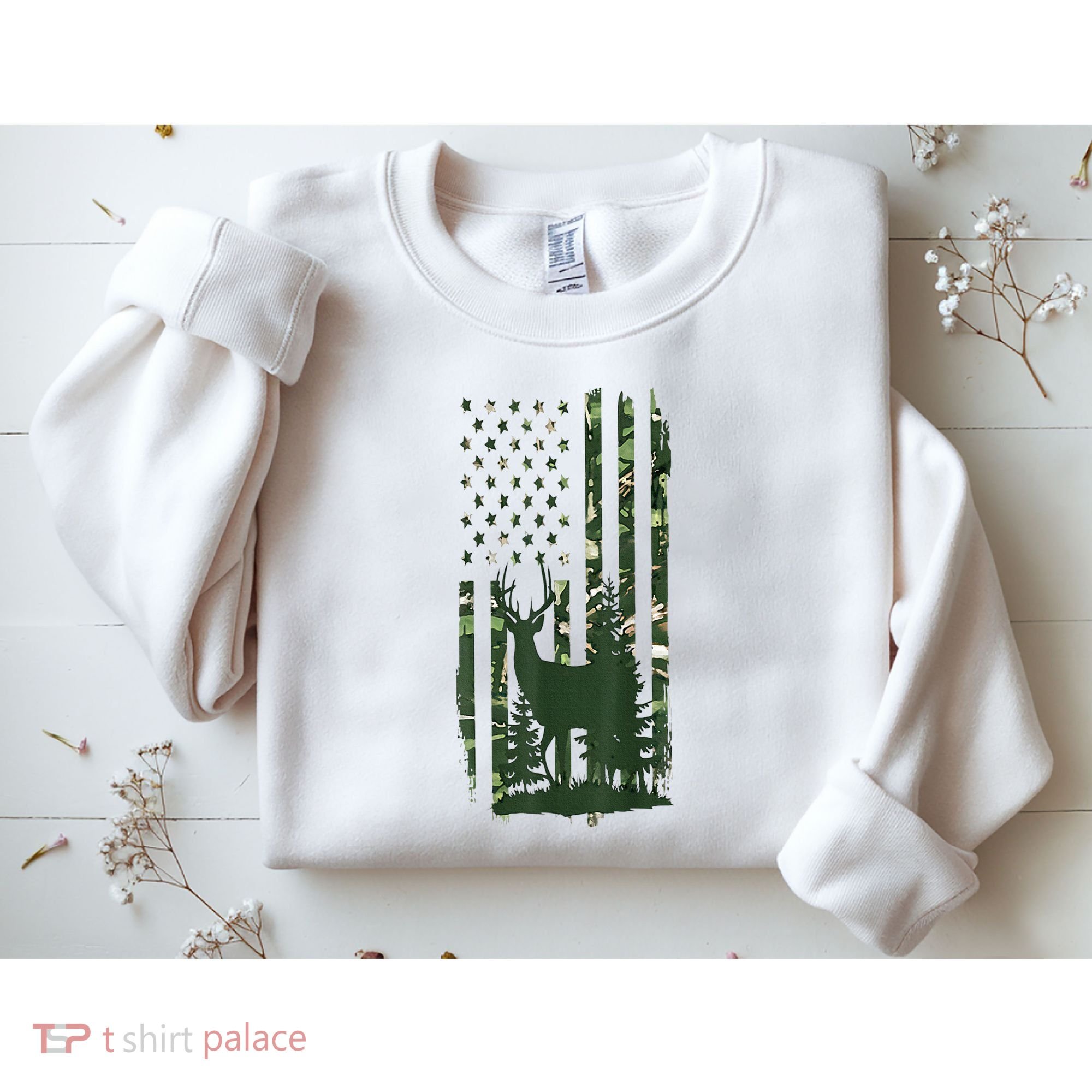 Orange Deer Hunting Gifts Hunters Camo Flag Sweatshirt