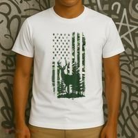 Orange Deer Hunting Gifts Hunters Camo Flag T-Shirt thumb 3