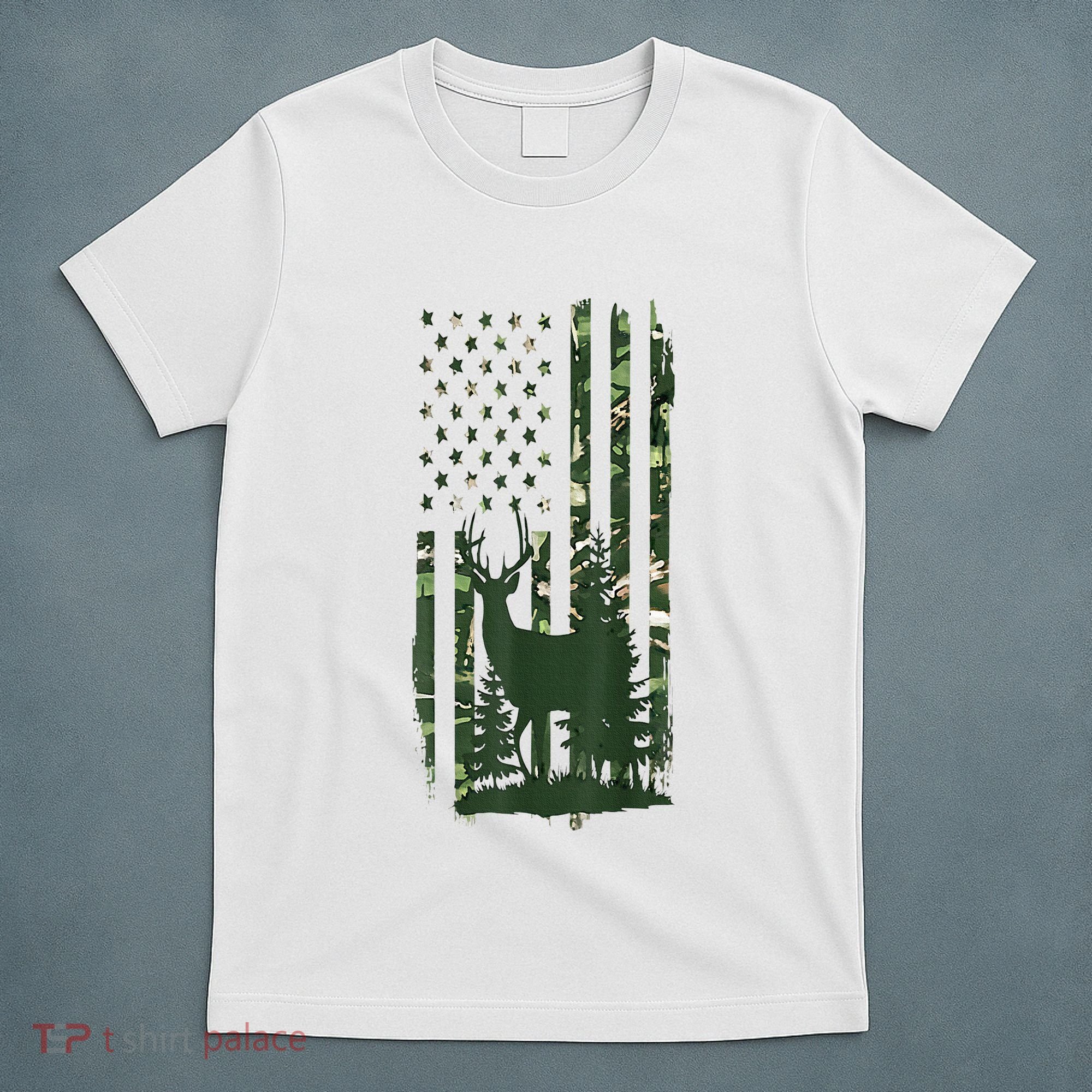 Orange Deer Hunting Gifts Hunters Camo Flag T-Shirt